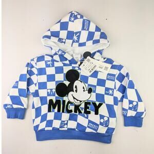 Zara Blue Check Mickey Mouse Hoodie 9-12 Months